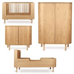 Yume babykamer: bed 70 x 140 cm + commode + kledingkast ronde deuren + Junior kit