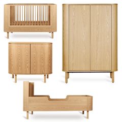 Yume babykamer: bed 70 x 140 cm + commode + kledingkast vlakke deuren + Junior kit
