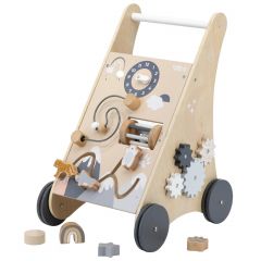 Houten loopwagen met activiteiten