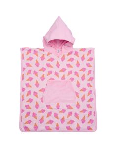 Badponcho met kap in bamboe badstof 3-5jaar