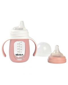 2-in-1 glazen meegroeifles 210 ml + siliconen hoes 
