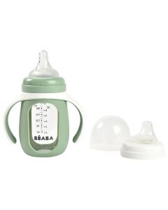 2-in-1 glazen meegroeifles 210 ml + siliconen hoes 
