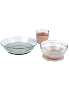 Eetset in glas 3-delig