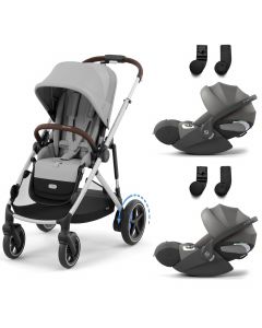 e-Gazelle S kinderwagen + 2 Cloud T i-Size autostoelen