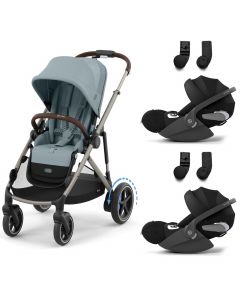 e-Gazelle S kinderwagen + 2 Cloud T i-Size autostoelen