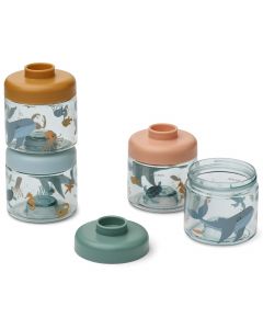 Set van 4 stapelbare Dominique snackboxen
