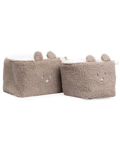 Set van 2 opbergmanden in teddystof