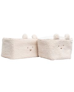 Set van 2 opbergmanden in teddystof