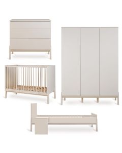 Ashi babykamer: bed 60 x 120 cm + commode + Junior kit + kledingkast XL 3 deuren