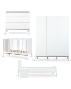 Ashi babykamer: bed 60 x 120 cm + commode + Junior kit + kledingkast XL 3 deuren