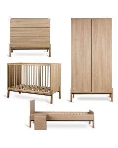 Ashi babykamer: bed 60 x 120 cm + commode + Junior kit + kledingkast 2 deuren