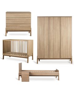 Ashi babykamer: bed 60 x 120 cm + commode + Junior kit + kledingkast XL 3 deuren