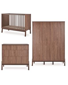 Ashi babykamer: bed 60 x 120 cm + commode + kledingkast XL 3 deuren