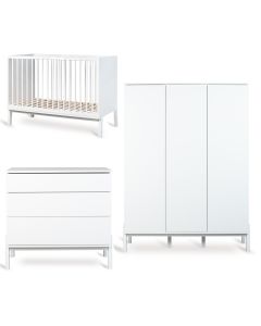 Ashi babykamer: bed 60 x 120 cm + commode + kledingkast XL 3 deuren