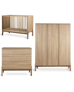 Ashi babykamer: bed 60 x 120 cm + commode + kledingkast XL 3 deuren