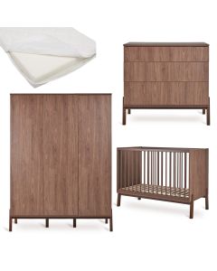 Ashi babykamer: bed 60 x 120 cm + matras + commode + kledingkast XL 3 deuren
