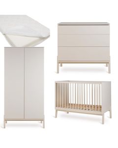 Ashi babykamer: bed 60 x 120 cm + matras + commode + kledingkast 2 deuren