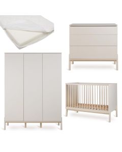 Ashi babykamer: bed 60 x 120 cm + matras + commode + kledingkast XL 3 deuren