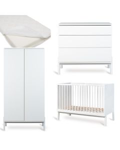 Ashi babykamer: bed 60 x 120 cm + matras + commode + kledingkast 2 deuren