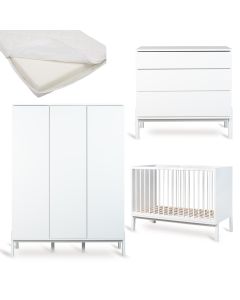 Ashi babykamer: bed 60 x 120 cm + matras + commode + kledingkast XL 3 deuren