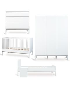 Ashi babykamer: bed 70 x 140 cm + commode + Junior kit + kledingkast XL 3 deuren