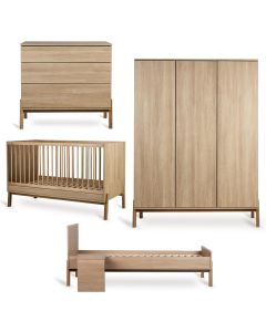 Ashi babykamer: bed 70 x 140 cm + commode + Junior kit + kledingkast XL 3 deuren