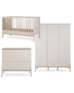 Ashi babykamer: bed 70 x 140 cm + commode + kledingkast XL 3 deuren