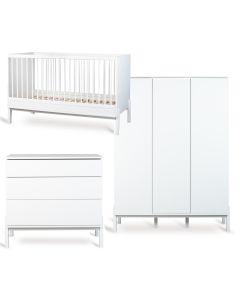Ashi babykamer: bed 70 x 140 cm + commode + kledingkast XL 3 deuren