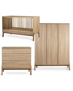 Ashi babykamer: bed 70 x 140 cm + commode + kledingkast XL 3 deuren
