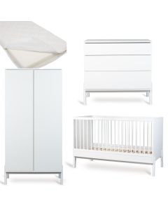 Ashi babykamer: bed 70 x 140 cm + matras + commode + kledingkast 2 deuren