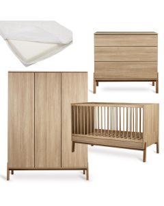 Ashi babykamer: bed 70 x 140 cm + matras + commode + kledingkast XL 3 deuren