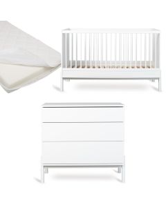 Ashi babykamer: bed 70 x 140 cm + matras + commode