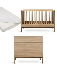 Ashi babykamer: bed 70 x 140 cm + matras + commode