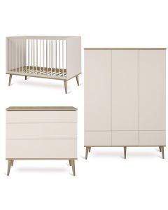 Flow babykamer: bed 60 x 120 cm + commode + kledingkast XL 3 deuren