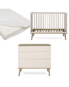 Flow babykamer: bed 60 x 120 cm + matras + commode