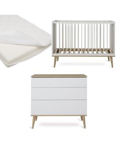Flow babykamer: bed 60 x 120 cm + matras + commode