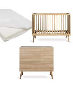 Flow babykamer: bed 60 x 120 cm + matras + commode