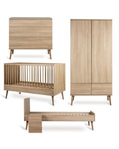 Flow babykamer: bed 70 x 140 cm + commode + kledingkast 2 deuren + Junior kit