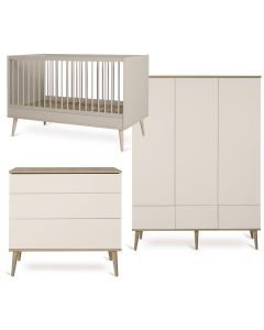Flow babykamer: bed 70 x 140 cm + commode + kledingkast XL 3 deuren