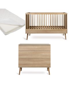 Flow babykamer: bed 70 x 140 cm + matras + commode