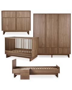 Kyo babykamer: bed 70 x 120 cm + commode + kledingkast XL + Junior kit