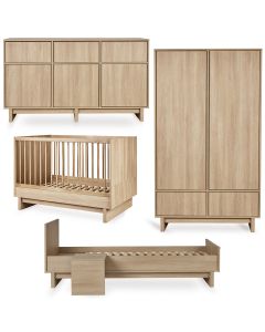 Kyo babykamer: bed 70 x 120 cm + commode XL + kledingkast + Junior kit