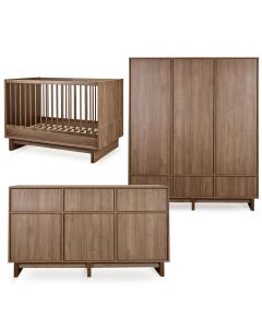 Kyo babykamer: bed 70 x 120 cm + commode XL + kledingkast XL