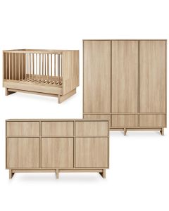 Kyo babykamer: bed 70 x 120 cm + commode XL + kledingkast XL
