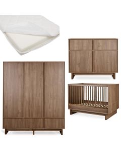 Kyo babykamer: bed 70 x 120 cm + matras + commode + kledingkast XL