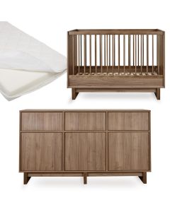 Kyo babykamer: bed 70 x 120 cm + matras + commode XL