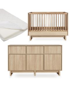 Kyo babykamer: bed 70 x 120 cm + matras + commode XL