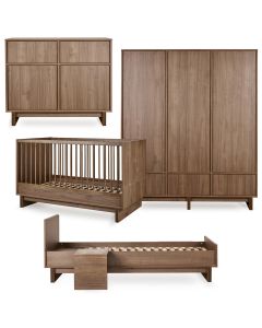 Kyo babykamer: bed 70 x 140 cm + commode + kledingkast XL + Junior kit
