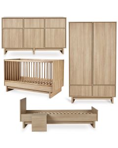 Kyo babykamer: bed 70 x 140 cm + commode XL + kledingkast + Junior kit