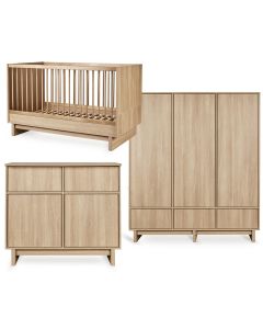 Kyo babykamer: bed 70 x 140 cm + commode + kledingkast XL
